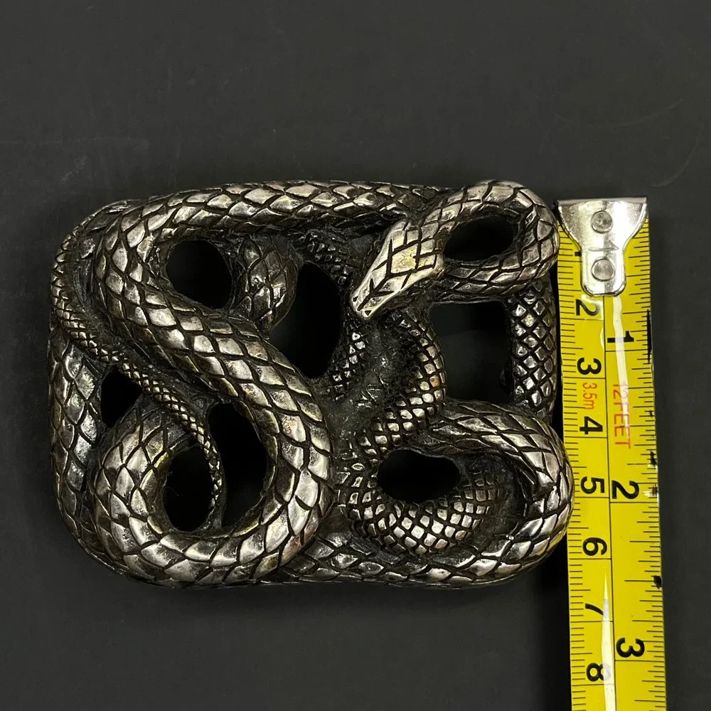 Vintage Emporio Armani Snake Belt Buckle Silver Toned Made In Italy Serpent